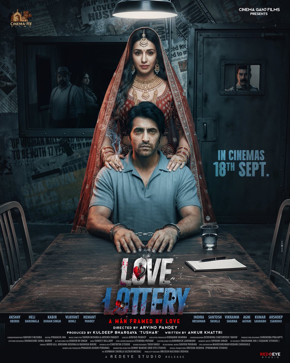 CinemaGanjFilms's tweet photo. Some hearts fall in love. Some fall into a trap. 💔⛓️‍💥
A Man Framed By Love, #LoveLottery in cinemas 18th September

#LoveLottery Releasing in cinemas on 18th September
Directed by @ArvindPDirector and Produced by @ritu_tusha58554
A #RedEyeStudio Release https://t.co/WuAMxcn701