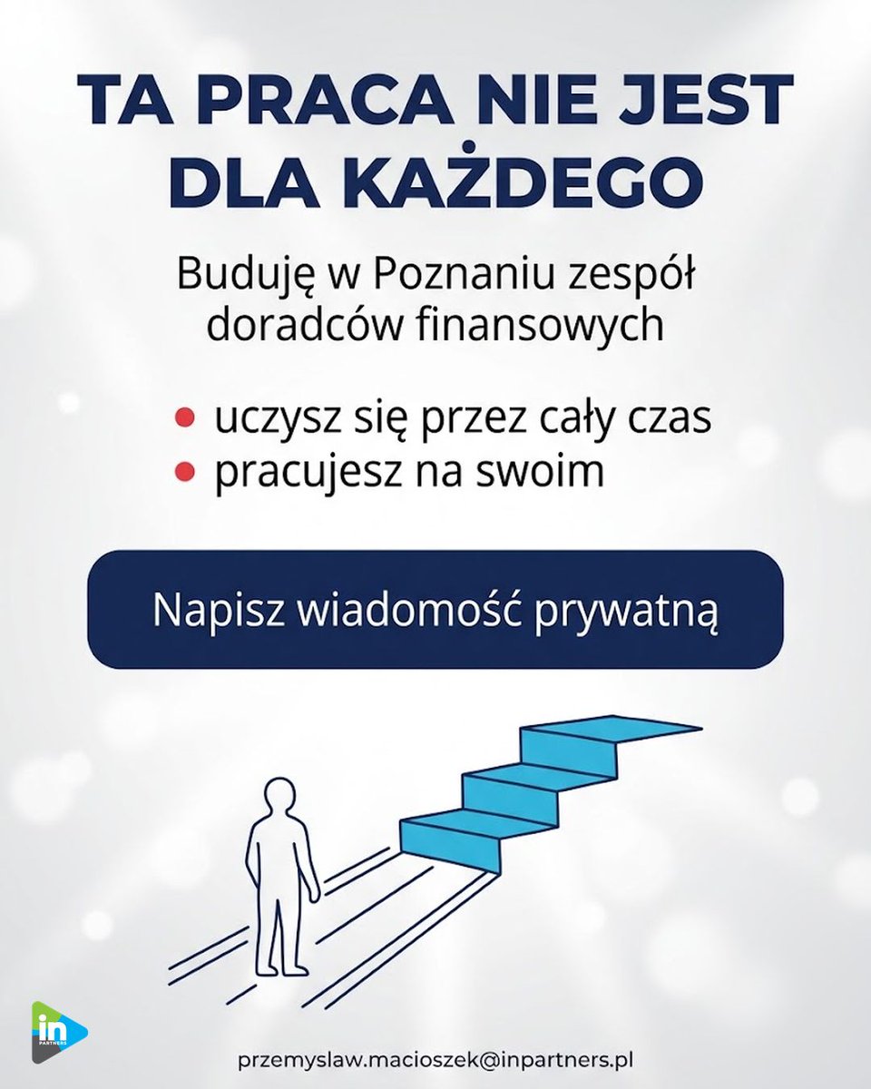 macioszek_aw's tweet photo. Ta praca nie jest dla każdego.

Pierwsze miesiące są najtrudniejsze i stałej pensji tu nie ma. Część osób odpada właśnie wtedy.

W zamian dostajesz rozmowy o pieniądzach, jakich ten człowiek nie odbywa z nikim innym.

Napisz wiadomość prywatną. https://t.co/YXuV9AdW24
