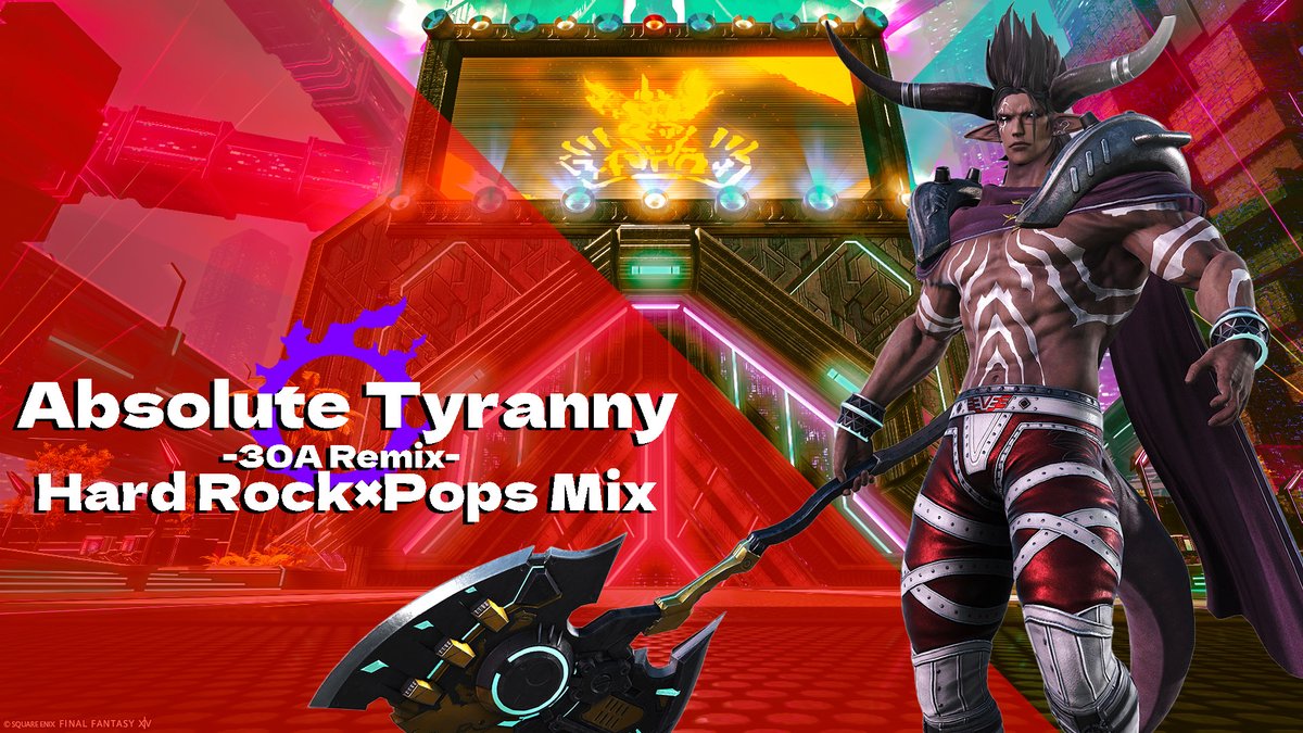 ThirtyAnimation's tweet photo. ⚔Day 3 of 4⚔
#FFXIV : Arcadion Heavyweight 3! “Absolute Tyranny” 

remixed as Hard Rock × Dance guitar instrumental! 

Three distinct elements come together in this arrangement, creating a sound that feels just like The Tyrant’s deadly martial arts!  

Video link in the replies https://t.co/yObr9obJeg
