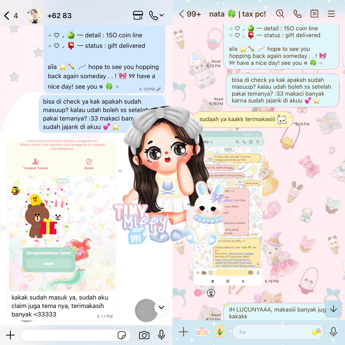 MlFFYBUNS's tweet photo. open order coin line, theme line, sticker line, emoji line____<3 ready fast process via gift under semenit 🐰🍡

⭐️) koin tema stiker line #zonauang  
🧷) contact here : https://t.co/0w2E9xEZ2N
🍨) whatsapp me : https://t.co/Cm4wlQq4i9
🥣) line me : https://t.co/RXceYbS8zE https://t.co/CJd30MIZmh