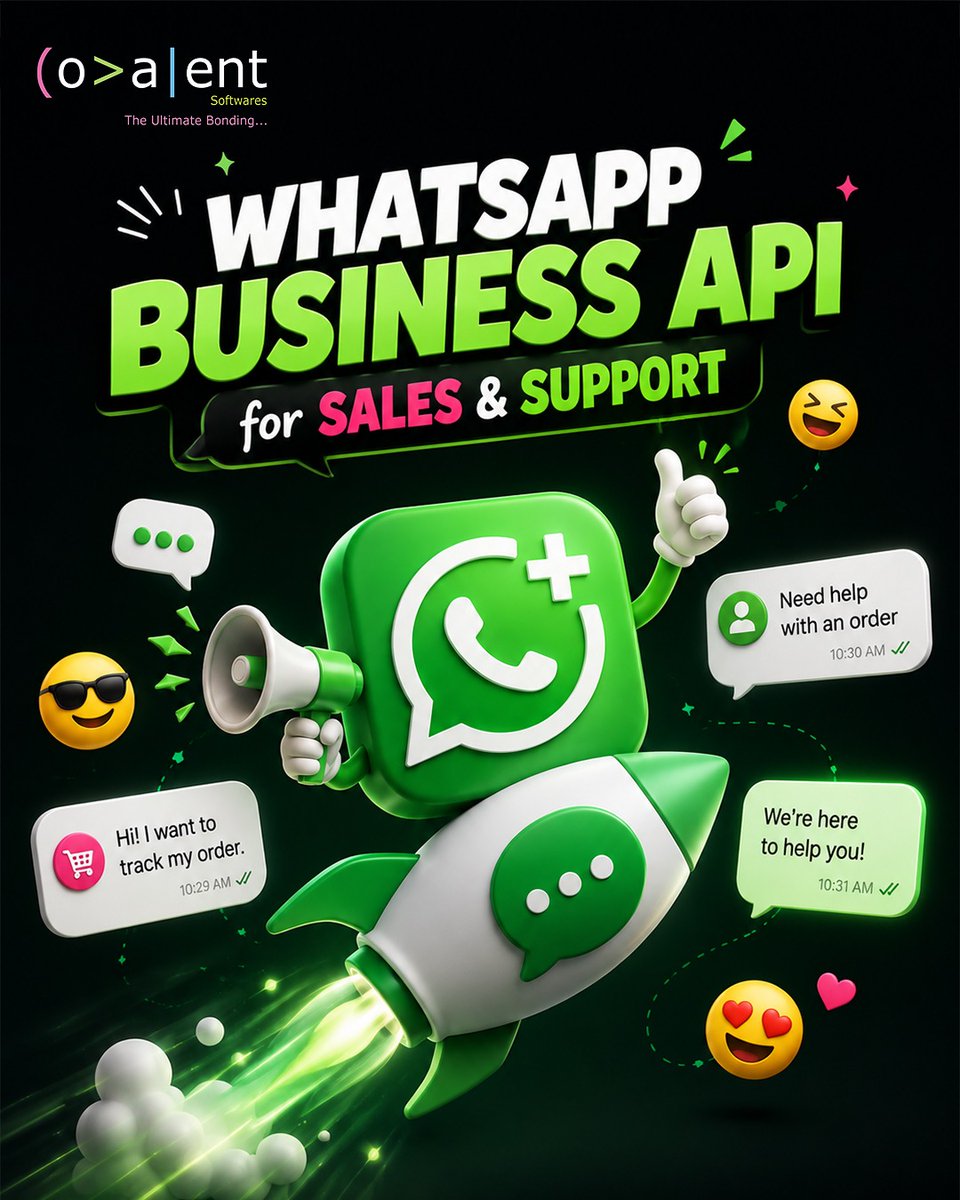 CovalentSoft's tweet photo. 💬 Your customers are already on WhatsApp. Why not meet them there?

Use WhatsApp Business API to automate updates, support customers and drive sales.

#WhatsAppBusinessAPI #BusinessCommunication #CustomerSupport #SalesAutomation #CovalentSoftwares https://t.co/4s75hmSjs9