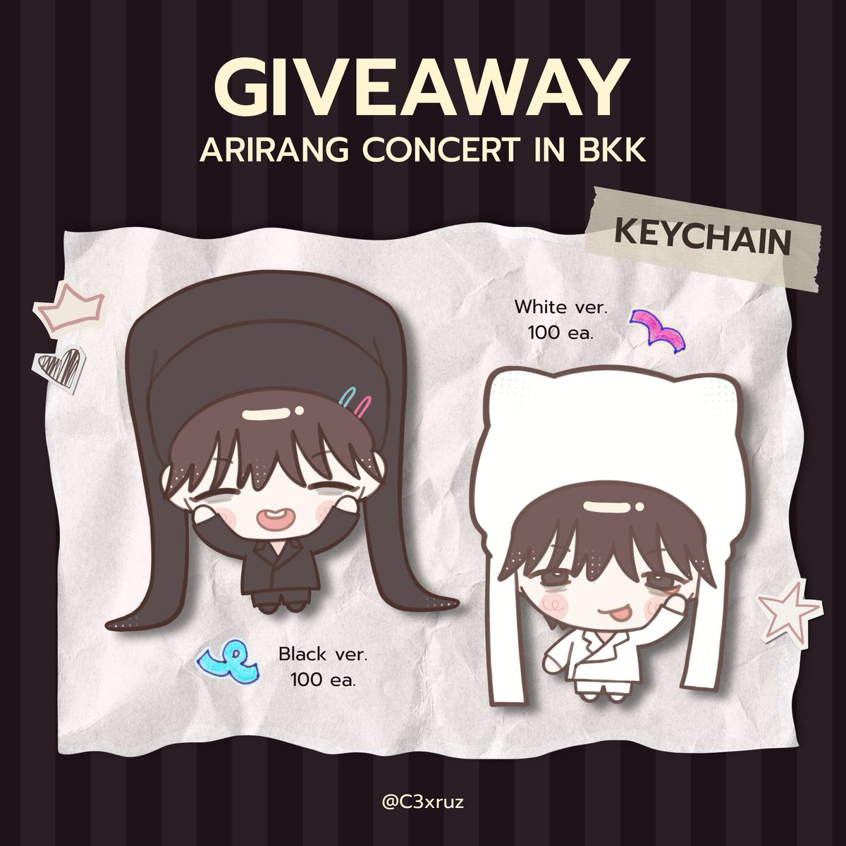 C3xruz's tweet photo. 𓈒⠀⊹ pls kindly rt 🫪

    Ი𐑼
— 𝗴𝗶𝘃𝗲𝗮𝘄𝗮𝘆 ᯓ★
BTS Arirang concert in BKK
เฉพาะอามี่คนไทยฮาฟฟฟ ˙𐃷˙

keychain 5 cm.
random 1 ea. / 1 person

🗓️ ◞ 06 DEC 2026 
📍 Rajamangala stadium >ᴗ<

( art by @raweggcereal )

#BTS_WORLDTOUR_BANGKOK
#BTS_WORLDTOUR_ARIRANG_BANGKOK https://t.co/tKKkWXakGF