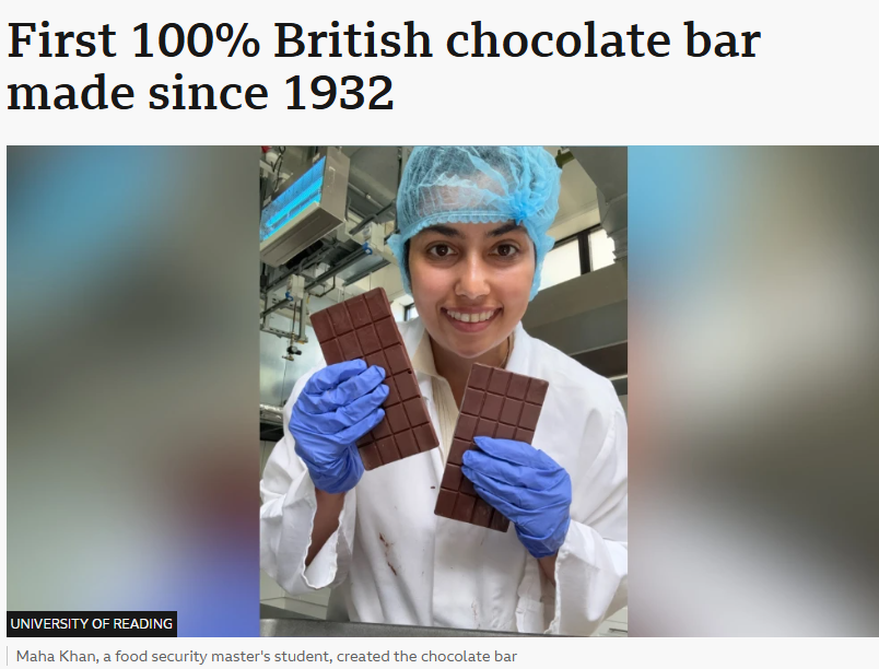 BasilTheGreat's tweet photo. The BBC promotes a story about completely British ingredients being used to make a completely British chocolate bar for the first time in nearly 100 years

And they get a migrant to promote it

You don't hate the BBC enough https://t.co/13pMoibceS