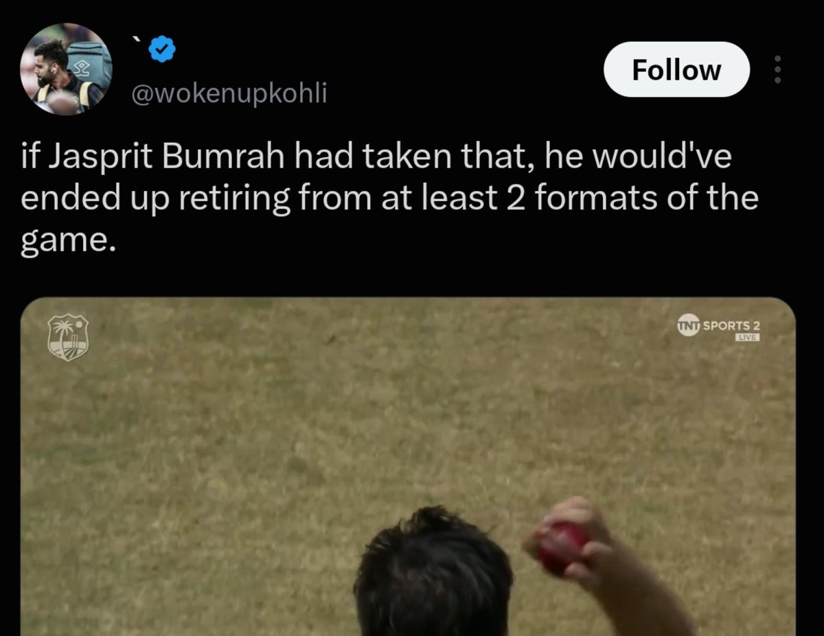 himganj153's tweet photo. This is an Indian cricket fan denigrating one of India's greatest cricketers just because in the eyes of outsiders, this bowler threatens to compete with Kohli for the title of the best. 

These internecine stan wars are abjectly pathetic. Worst thing to happen to Indian cricket. https://t.co/lWfQAuyCPB