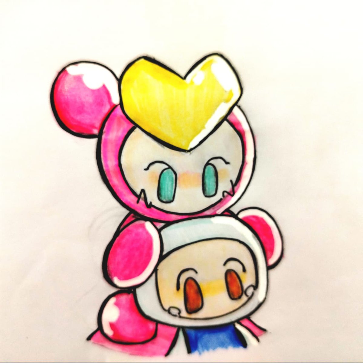 Diug8bits's tweet photo. Dibujito rápido que había hecho de Pretty Bomber y su hermano menor juas juas💕💣 
#Bomberman #SuperBombermanR #Bombermanfanart https://t.co/RWtq8NTY9B