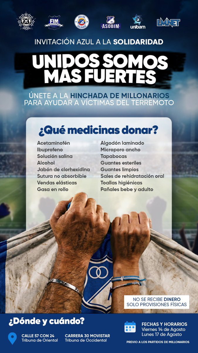 losmillonarios's tweet photo. Orgullosos de Bogotá. 

Nos vemos el viernes antes del partido de Millonarios.  

Unidos Somos Más Fuertes. https://t.co/kC237bmByL