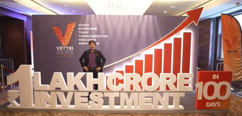 TVK_Abarna's tweet photo. First set of investments, detailed report:

Major Projects Announced Under the Vetri Tamil Nadu Initiative

Automobile Manufacturing – ₹250 Crore | 500 Jobs
Ancillary Auto Components – ₹400 Crore | 1,500 Jobs
Aptiv Manufacturing Expansion – ₹779 Crore | 4,000 Jobs
RuPay Micro Data Center Project – ₹477 Crore | 150 Jobs
YKK Manufacturing Expansion – ₹1,651 Crore | 4,316 Jobs
HAI Engineering Plastics – ₹500 Crore | 400 Jobs
Avid Group Industrial Expansion – ₹7,000 Crore | 12,000 Jobs
BITZER HVAC Manufacturing – ₹300 Crore
JK Tyre Expansion – ₹5,143 Crore | 3,510 Jobs
Timex Manufacturing Project – ₹4,000 Crore | 400 Jobs

Total Investment: ₹1,02,514 Crore
Employment Generated: 1,21,788 Jobs

Vetri Tamil Nadu – Building Jobs, Industry and Growth.

#VettriTNConclave2026