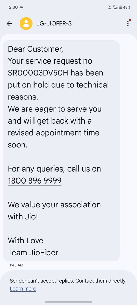 amitsmart4's tweet photo. @JioCare what is this now ? It's almost 2 days and not able to assign 1 engineer to fix the issue ? https://t.co/3Uh19WuNsg