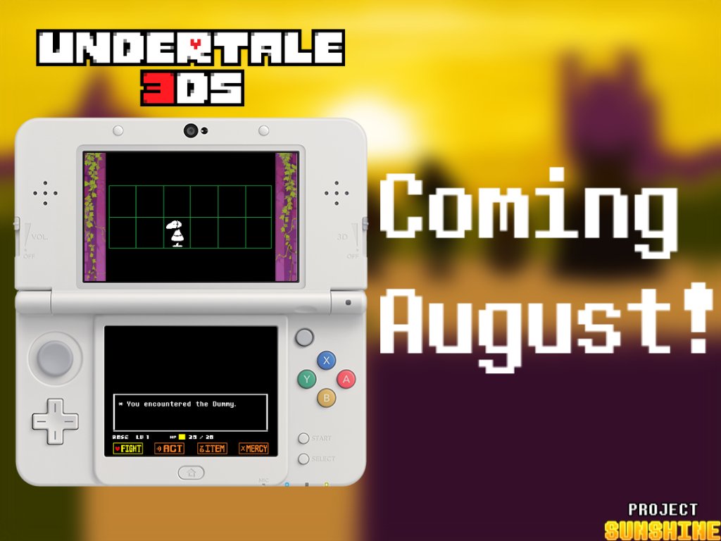 lonelyana_'s tweet photo. The hit RPG "UNDERTALE" comes to all 3DS systems this August - September with 3DS features such as 3D, Bottom Screen, Touch Screen, and more.  

Join the Discord today or star our GitHub to reserve a spot for release!

https://t.co/P36OrhjQcn

https://t.co/3XQNTVHg7p https://t.co/nQGaN1JcXM