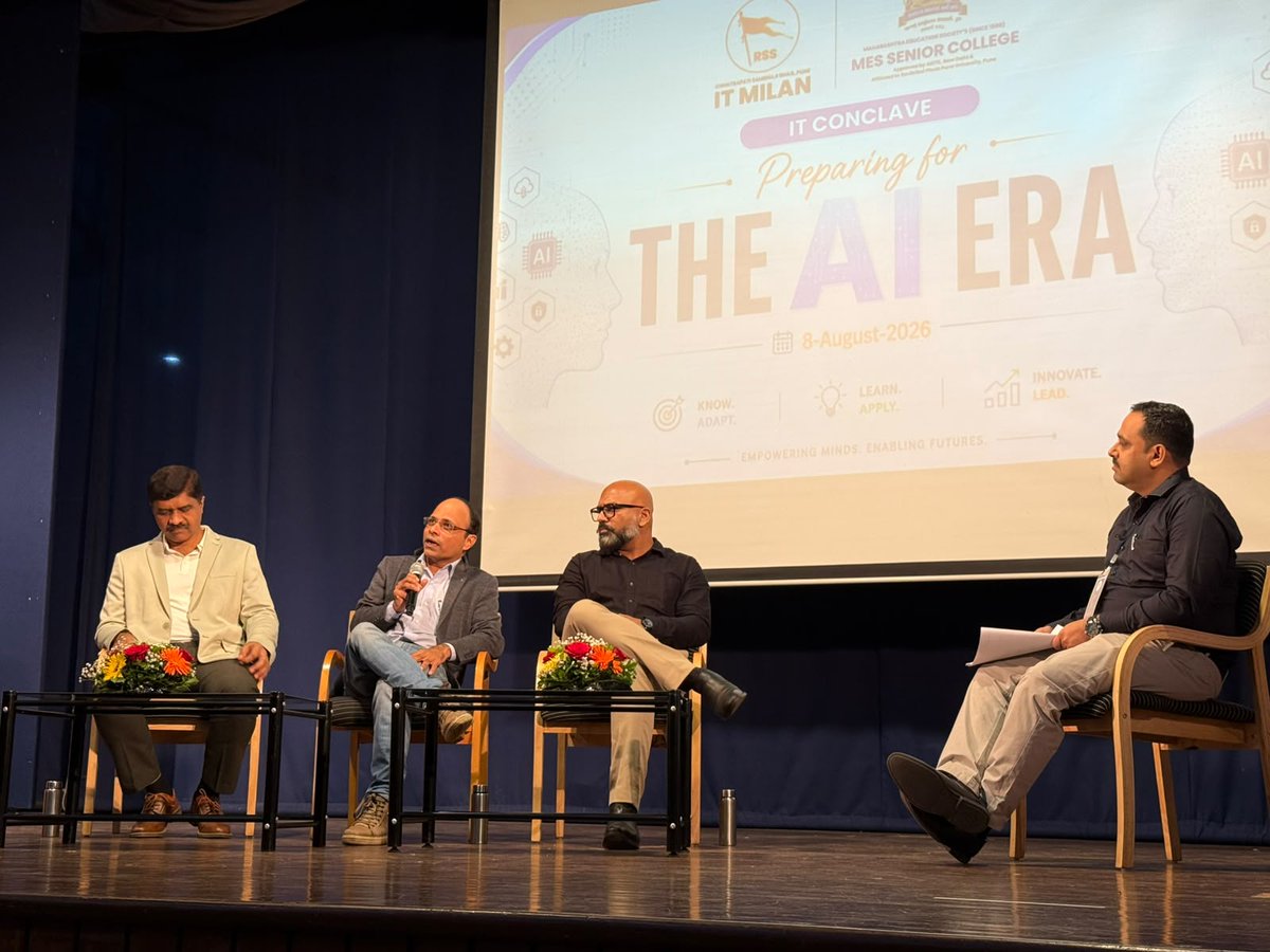 spurquality's tweet photo. Our founder and CEO, Sandeep Garud, spoke at "Preparing for the AI Era," a conclave for IT professionals organized by RSS IT Milan in association with MES Senior College, Pune.

#AI #TechLeadership #CareerGrowth #SpurQuality #Pune #ITMilan #QualityEngineering #AIAgents https://t.co/p90afdjhTN