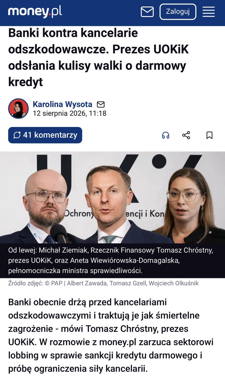 Monika_cmatoga's tweet photo. Dziś, gdy sankcja kredytu darmowego realnie wzmacnia pozycję konsumenta, pojawia się presja Banków na jej ograniczenie.  Najważniejsze, żeby w tym sporze nie zgubić sedna — prawo ma chronić konsumenta. https://t.co/FPGksPhqSc