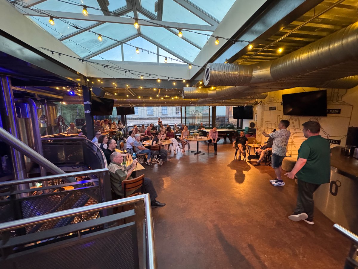 Science_Reading's tweet photo. Fantastic turnout for the #STEAM Summer Social! 🎉 Huge thanks to everyone who joined us &amp; to the wonderful @ZerodegreesBeer (Reading) for looking after us so well. We hope you had an epic evening! Keep an eye on our socials — September is about to get prehistoric… 🦖🦕 https://t.co/Peu1xdDtMh