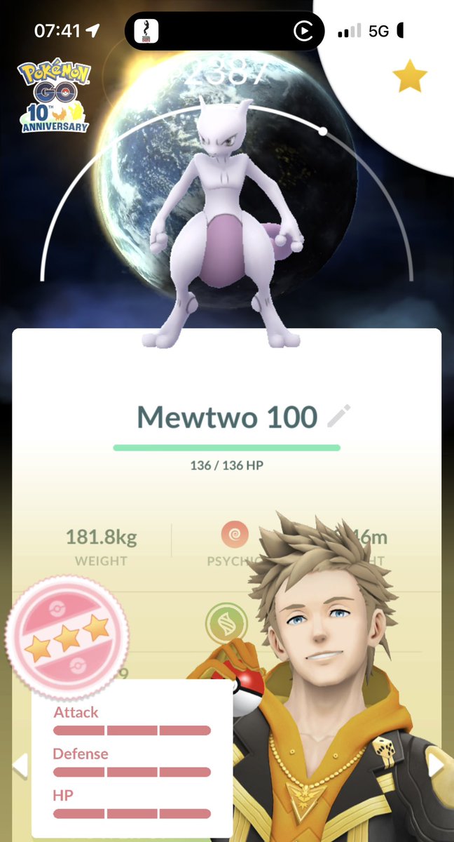 PokeMatt51's tweet photo. Is the 10th anniversary celebration Mewtwo guaranteed to be a hundo? Or have I just got extremely lucky? 

#hundo #mewtwo #pokemongo #10th #anniversary https://t.co/zZzVuJSMGi