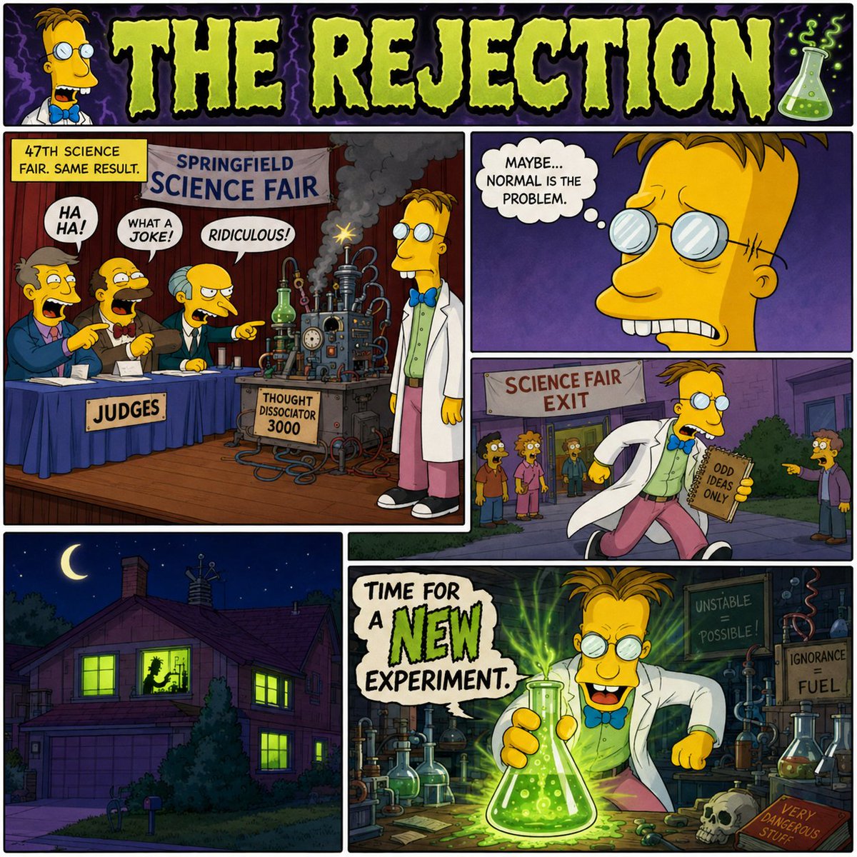 MemeForge07's tweet photo. I entered the lab and created Specimen Zero.
After 47 rejections, Frink finally snapped and invented the only formula that worksβ¦
The Odd Protocol.
Normal coins melted.
The weird ones survived.
$FRINKRH
The odd ones always win.
@Frink_RH
#FrinkRH #MemeContest #RobinhoodChain #robinhood