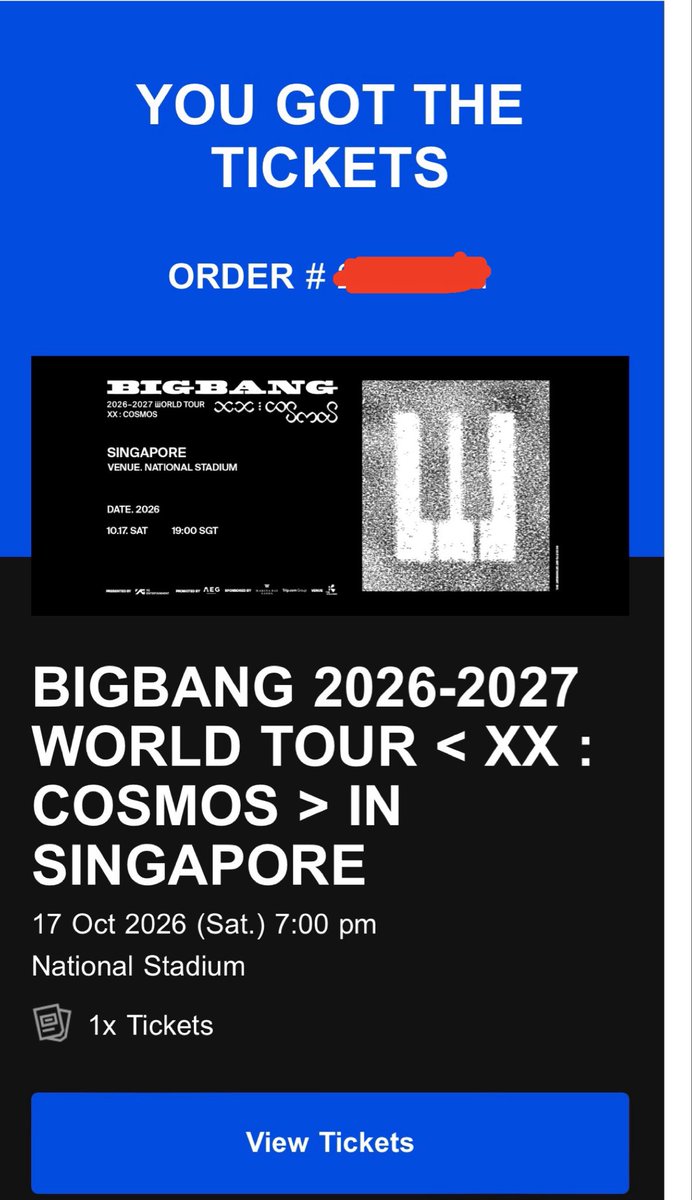 MarkMayThazin's tweet photo. WTS Big Bang Concert in Singapore

Cat3 

Section - 105

DM for details

Transfer Ticket via Ticket Master

#Bigbang #XX #COSMOS #SG #WTS https://t.co/BI1zLVwwqH
