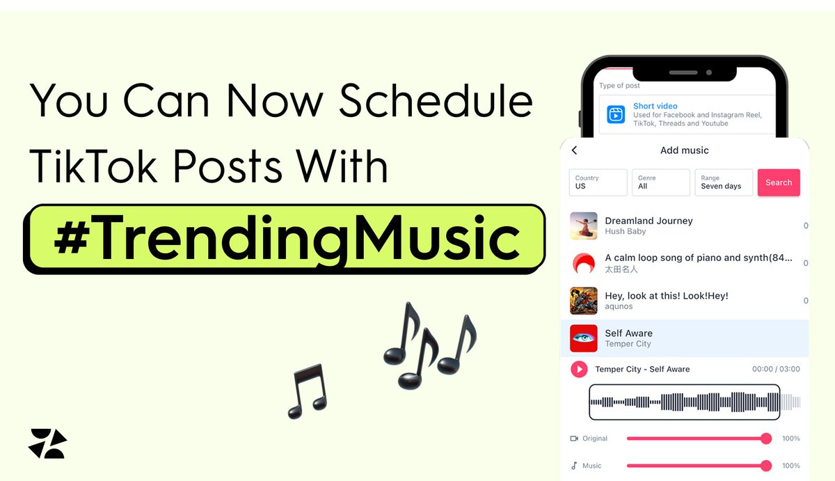 ZoomSphere's tweet photo. 🆕 New feature: TikTok Trending Music picker is live on ZoomSphere. 

Pick a track, balance the volumes, publish. No more adding sound after the fact. Go try it out! 🎶

#TikTokMarketing #SocialMediaTools #ZoomSphere https://t.co/GOKqck3nsG