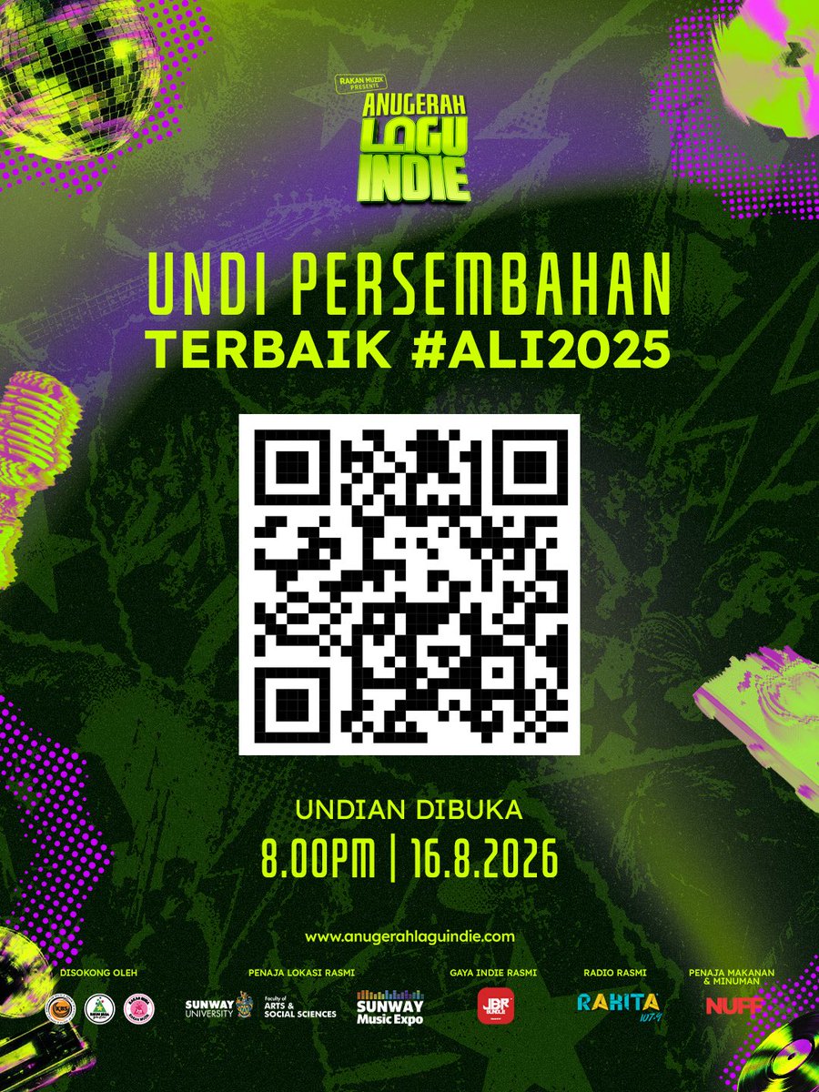 AnugerahIndie's tweet photo. Anda penentu! 🫵🏼

Undi Persembahan terbaik di Pentas Akhir #ALI2025 pada 16 Ogos ini bermula 8pm! 🗳️

Rakan Muzik Presents Anugerah Lagu Indie 2025 https://t.co/PvNirJ3aNw