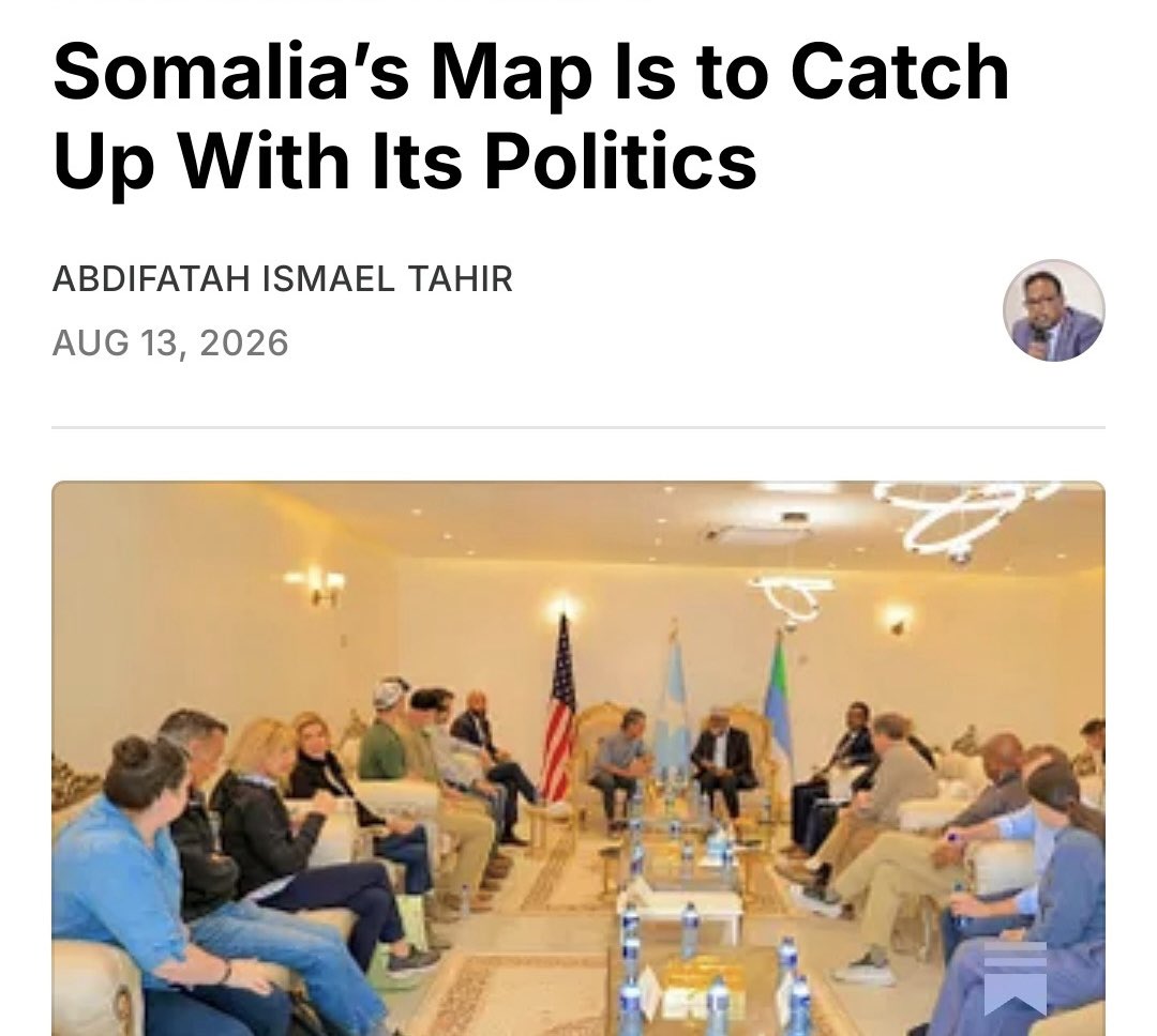 CabdulfataaxD's tweet photo. Somalia holds a seat at the United Nations, a recognised flag and a constitution that claims 637,000 square kilometres. It holds far less of the territory itself. Recognition has functioned for three decades as a substitute for capacity, and that substitution is now reaching its limit. Three scenarios are forming across the Somali peninsula, and each begins precisely where Mogadishu’s claim runs thinnest.

Begin with south-central Somalia, where Al-Shabaab is preparing for another opportunity to seize the state. African Union forces remain the substantial line of defence across much of the Hawiye and Digil and Mirifle territories, and that line grows more fragile as Western financial and political commitment recedes. The recession has a domestic cause. Somalia’s leadership stays absorbed in disputes it has failed to settle for over a decade, and donors have begun to notice that they underwrite one clan’s elite rather than an inclusive state.

A wholesale withdrawal of external funding has become a real prospect. Western governments now hesitate to finance indefinitely a security arrangement that shields a political system whose principals prefer deadlock to compromise, treat institution-building as a threat to their leverage, and postpone elections year after year. Should the political class in the south continue on this path, Western capitals may eventually conclude that little remains worth protecting.

What follows from that conclusion deserves plain statement. Hawiye and Digil and Mirifle territories could be left as an experimental political space in which Al-Shabaab’s capacity to govern is tested by default. External actors would then weigh whether the movement delivers greater administrative order than the corrupt, fragmented and confused elite currently occupying Mogadishu. Were Al-Shabaab to demonstrate some administrative competence, certain governments might explore indirect engagement or a negotiated relationship.

Turkey has assured President Hassan Sheikh Mohamud of its commitment to protecting Mogadishu. That assurance rests on conditions Ankara controls only partially. Absent Western backing and absent a genuine change of guard in Mogadishu, which the incumbents so far resist, Turkish protection will struggle to hold even the capital, let alone the corridors beyond it.

A further consequence sits inside this scenario. Sustained contestation against Hawiye political dominance would push the Digil and Mirifle toward alternatives, and one alternative is closer alignment with Ethiopia. In that case Prime Minister Abiy Ahmed’s search for sea access acquires something it presently lacks, namely Somali community backing. A demand that Mogadishu currently frames as aggression would be reframed as partnership by the very communities whose territories the corridor crosses.

You may read rest in Substack as space is limited here in X 👇🏾