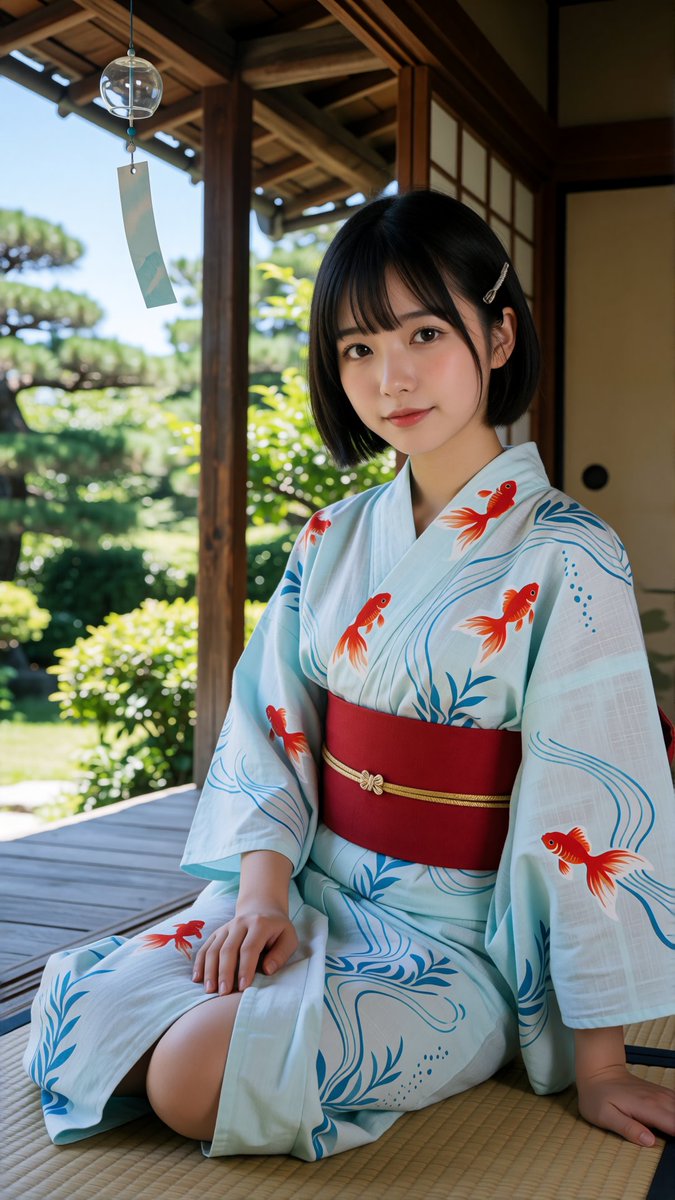 aier6788799's tweet photo. 金魚の浴衣、膝が少し見えました。
肌の色もより自然な感じになりました。 https://t.co/wIKMoWooFc