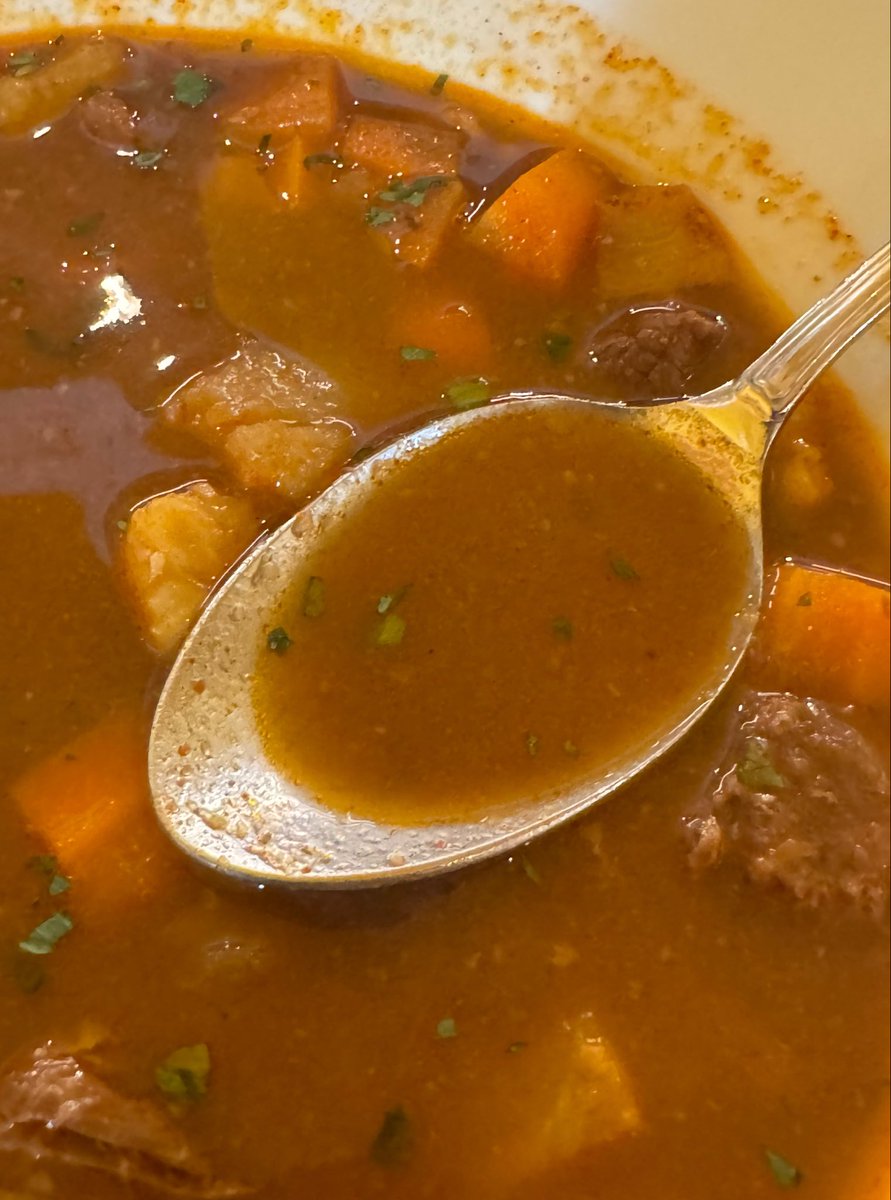 Ihsustae01925's tweet photo. 初グヤーシュいただき🥘
#グヤーシュ
#ブダペスト
#ハンガリー
#Kenyer
#Gulyas
#Magyarorszag
#HungarikumBisztro https://t.co/DfbNWvZtG7