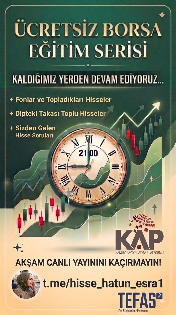 hisse_htn_esra's tweet photo. ⏰️ Bu akşam 21.00'de telegramda canlı yayındayız...

Fonların topladığı hisselere nereden bakılır?

Fonların radarına giren yeni hisseler?

Yabancıların ilgileri hangi hisselere kayıyor?

Sizden gelen sorular

Hepsi bu yayında...

Kaçırmayın, tekrarı olmayacak...

Telegram linkini yorumlara bırakıyorum👇