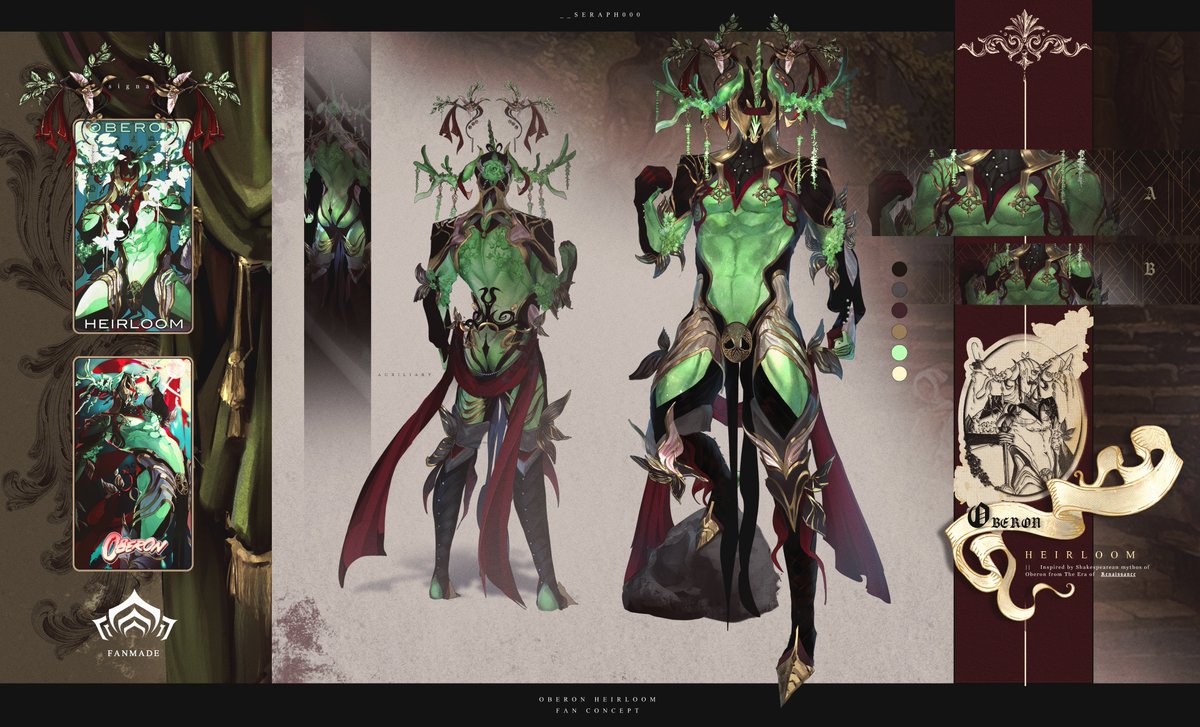 __seraph000's tweet photo. 🎭FAN CONCEPT   ||    OBERON HEIRLOOM 

inspired by Renaissance era Oberon - a legendary King of the Fairies, from Shakespeare play 

 A story worth of heirloom 🌹
 
#warframe #tennocreate #warframefanart https://t.co/nuZiOTpv0C