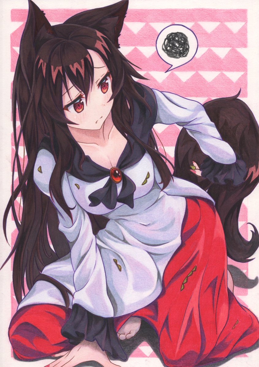 Kittona12's tweet photo. ひっつき虫まみれの影狼さん
◆使用画材◆
水彩色鉛筆　ミリペン　シャーペン https://t.co/EyEtKnkWo6