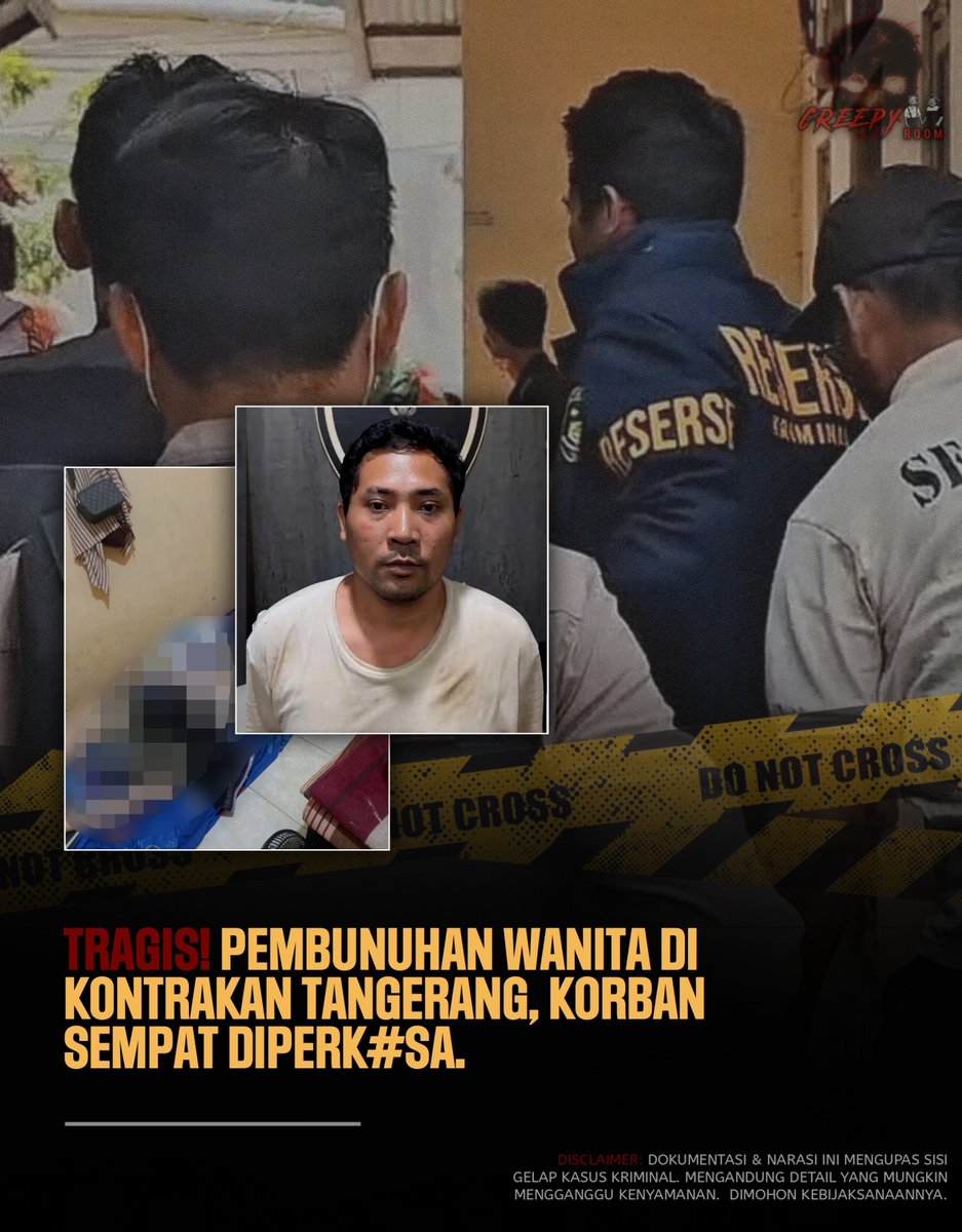creepyroom's tweet photo. ⚠️WARNING❗ [Sensitif & Disturbing]
Gambar: https://t.co/y5IC9Mr5fV

Jakarta — Polda Metro Jaya mengungkap motif di balik kasus pembunuhan dan pem3rk0s4an terhadap seorang perempuan berinisial SNA (21) di kawasan Jurumudi Baru, Kecamatan Benda, Kota Tangerang, Banten. Polisi menyebut korban diduga dibunuh setelah mendapat perlawanan saat pelaku berusaha melakukan tindakan s3ksu4l terhadapnya.

Pelaku berinisial KF telah ditangkap dan ditetapkan sebagai tersangka. Saat diperiksa penyidik, KF mengaku sedang dalam kondisi mabuk setelah mengonsumsi minuman keras sebelum melakukan aksinya.

Dirkrimum Polda Metro Jaya Kombes Imam Imanuddin mengatakan, pengakuan tersebut disampaikan KF dalam berita acara pemeriksaan (BAP).

“Dari hasil berita acara pemeriksaan terhadap pelaku, yang bersangkutan dalam keadaan mabuk. Setelah minum-minuman keras, kemudian mabuk,” ujar Imam di Jakarta, Rabu (12/8/2026).

Menurut Imam, aksi tersebut bermula ketika KF melihat SNA melintas di hadapannya. Dalam kondisi dipengaruhi alkohol, pelaku mengaku muncul hasrat s3ksu4l terhadap korban.

“Saat korban lewat, kemudian muncul hasrat bir4hinya. Lalu mencoba meny3tvbvhi korban. Namun, ada perlawanan, sehingga korban dicekik dan meninggal dunia,” kata Imam.

Perlawanan korban kemudian berujung pada tindakan kekerasan. KF diduga mencekik SNA hingga meninggal dunia. Setelah itu, korban ditemukan dalam kondisi tidak bernyawa di sebuah rumah kontrakan.

SNA ditemukan tewas pada Selasa (11/8/2026) pagi. Polisi menemukan adanya luka pada bagian leher korban yang memperkuat dugaan bahwa korban mengalami kekerasan sebelum meninggal.

Kapolsek Benda AKP Sriyono sebelumnya mengatakan, polisi langsung melakukan pemeriksaan awal dan olah tempat kejadian perkara (TKP) setelah menerima laporan penemuan jasad tersebut.

“Korban ditemukan meninggal dunia tadi pagi dengan luka di bagian leher,” ujar Sriyono, Selasa (11/8/2026).

Dalam proses penyelidikan, petugas mengamankan sejumlah barang bukti dari lokasi kejadian. Di antaranya sarung bantal, seprai, serta pakaian yang ditemukan di sekitar tempat kejadian.

“Hasil olah TKP sementara, diduga korban dibunuh, nanti disampaikan setelah penyelidikan. Dari lokasi kejadian perkara terdapat barang bukti disita seperti sarung bantal, seprai, dan baju,” kata Sriyono.

Polisi juga mengerahkan anjing pelacak untuk membantu proses penyelidikan dan mengungkap rangkaian kejadian di lokasi.

SNA diketahui tinggal di rumah kontrakan tersebut bersama calon suaminya yang bekerja di sebuah perusahaan jasa ekspedisi. Korban diketahui berasal dari Menes, Kabupaten Pandeglang, Banten.

Sementara itu, KF hingga kini masih menjalani pemeriksaan secara intensif oleh penyidik Direktorat Reserse Kriminal Umum Polda Metro Jaya. Polisi masih mendalami seluruh rangkaian kejadian, termasuk tindakan pelaku sebelum dan sesudah korban ditemukan meninggal dunia.

Dengan penetapan KF sebagai tersangka, polisi kini terus melengkapi penyidikan kasus yang menjeratnya atas dugaan pembunuhan dan pemerkosaan terhadap SNA.