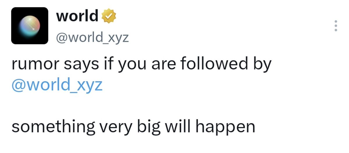 Gautamguptagg's tweet photo. 🎁 Free Airdrop For All : You Still Have 1 Months to Qualify

If @world_xyz follows your X account, you may be eligible for the 9 September exclusive drop.

Want to increase your chances of getting followed ?

> Create Insightful content
> Create memes
> Share artwork
> Post analysis 
> Share Feedback 
> Make videos
> Impress according to your skills

Tag @world_xyz and relevant team members in your posts.

If your content stands out, you may get a follow back. 🫡