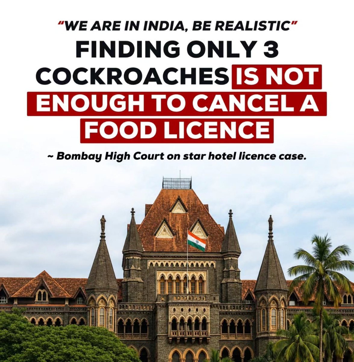 ShreyaShah22's tweet photo. In Singapore, 
Even a small food safety violation or hygiene failure leads to license cancellation 

 In India,
Court says:-
"3 cockroaches are not enough to cancel a license"🤷‍♀️🤷‍♀️🤷‍♀️🤷‍♀️  

Is this practical regulation or just low standards? 👇 https://t.co/5bngYafPXF