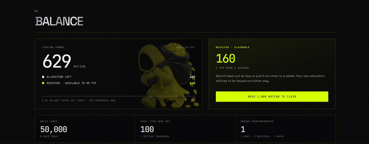 RikoRoki821357's tweet photo. Start Earning @tipmotion 
– Connect your X account
– Go to Profile &amp; check your balance

• Create content:
– Post about $MOTION
– Tag @motiontip + use $MOTION
– More quality posts = more rewards

Don't spam replies like “nice”, “LFG” or short comments. Give meaningful replies. https://t.co/38k1mGINvw