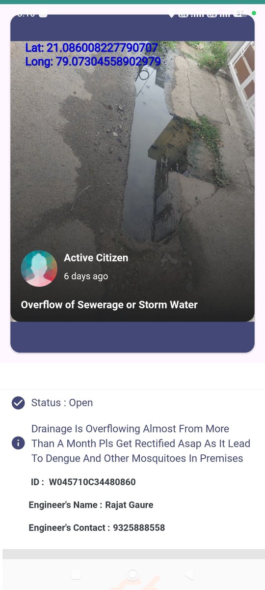 RahulDhadkar's tweet photo. @Dev_Fadnavis @ngpnmc @nmccommissioner Sir, drain overflowing 1+ month at New Manish Nagar, Somalwada (Nagpur South West constituency). Complaint W045710C34480860 - OPEN 6+ days, ZERO action despite following up with JE &amp; zonal office. Dengue risk to residents. https://t.co/OeuyCWqJld