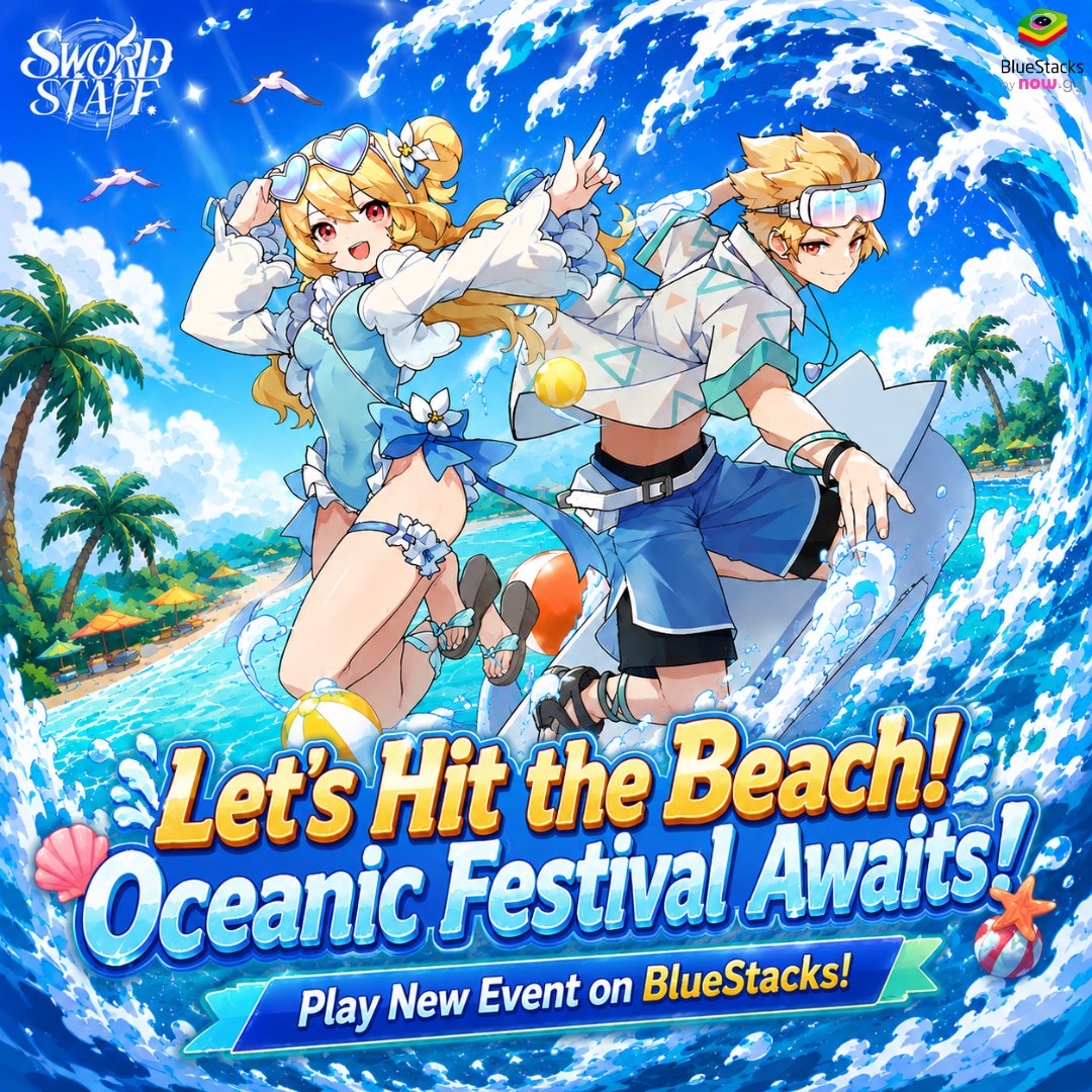 bluestacksinc's tweet photo. 🌊 The Oceanic Festival just hit Sword x Staff and the summer vibes are IMMACULATE!

Beach outfits, wave energy, and a brand new event waiting on BlueStacks. Let's hit the beach! 🏖️☀️

#SwordxStaff #OceanicFestival  #MobileGaming #GamingPC #SummerEvent #NewEvent #AnimeGame https://t.co/pqmHIo8xZi