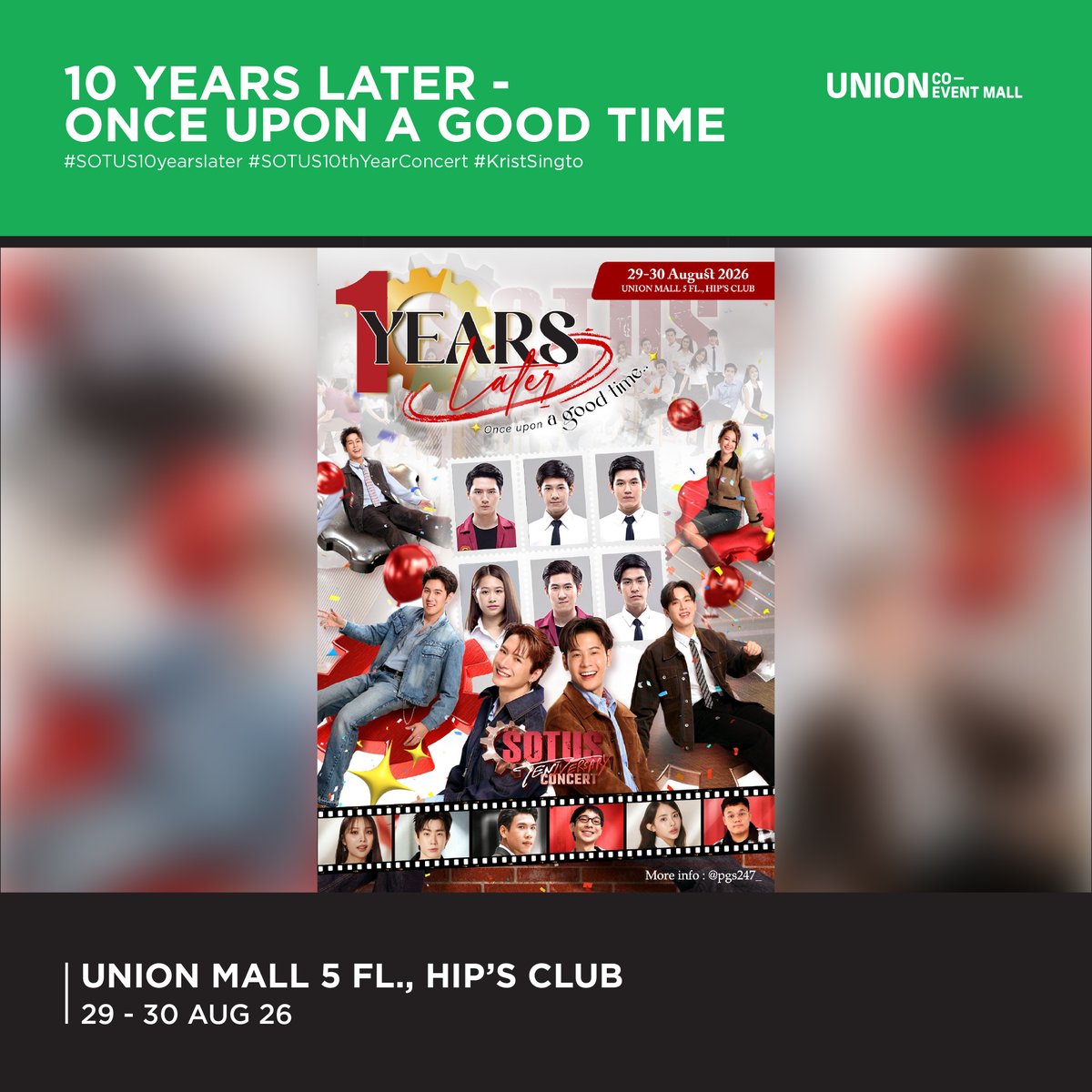 UnionMall_Bkk's tweet photo. ☂️🌧WHAT'S ON : 16 - 31 AUG 2026☔️🌪️
ฝนตกไม่ต้องกลัว ยูเนี่ยน มอลล์ ติด BTS และ MRT 🚇⛈ มาเจอศิลปินได้ง่าย ๆ เดินทางกลับก็สะดวก👋🏻

#PHUTATCHAI #AAashirakorn #ChooseYourGoodMoodWithBUS
#EversensewithPHUTATCHAIAA #RunOut #KristSingto #SOTUS10yearslater #SOTUS10thYearConcert https://t.co/eg0QkKrleD