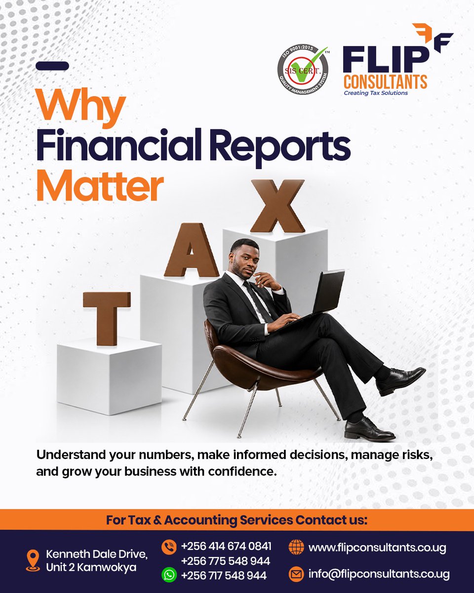FlipConsultantL's tweet photo. Your financial reports are more than just numbers on a page they are the roadmap to smarter business decisions. 
For tax &amp; accounting services, reach out to us using the contact details below:

#FlipConsultants #FinancialReports #TaxServices #BusinessSuccess #AccountingServices https://t.co/i4gozUd6IP