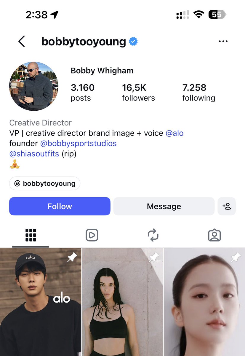 thhasnoclue's tweet photo. Alo’s creative director is following #ZhaoJinmai on IG 🤔 she is the only 00’ actress that he follows https://t.co/xxw83gI0xC