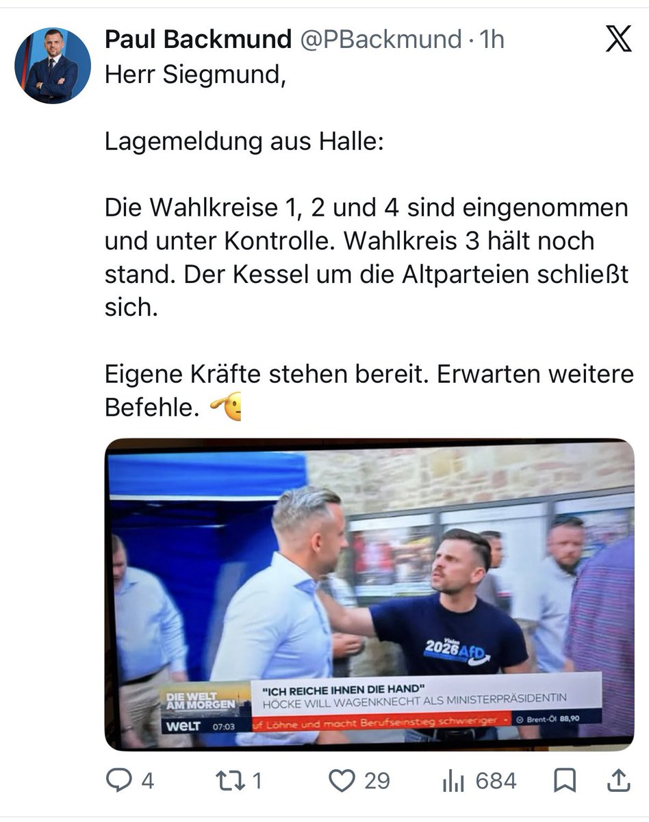 gaborhalasz1's tweet photo. Die #AfD und ihr Respekt vor den Wählern? Das schreibt einer ihrer Kandidaten. https://t.co/RdfxuF6N9u