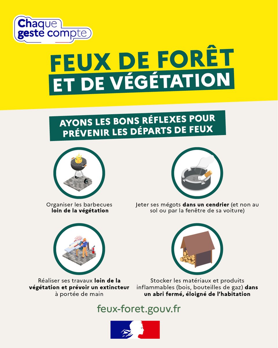 Image de Préfet de l'Allier - #FeuxDeForêt | 9 feux sur 10 sont d'origine humaine. Ayons les bons réflexes !
🔥 Un mégot jeté au