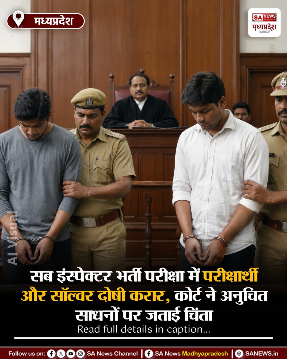 SAnewsMP's tweet photo. मध्यप्रदेश |  सब इंस्पेक्टर भर्ती परीक्षा में अनुचित साधनों के इस्तेमाल के मामले में परीक्षार्थी और सॉल्वर दोषी करार दिए गए।कोर्ट ने कहा कि ऐसे तरीके योग्य छात्रों का मनोबल तोड़ते हैं और परीक्षा की निष्पक्षता प्र��ावित करते हैं।
#SubInspectorExam #RecruitmentExam #Court #sanewsmp https://t.co/Xdn102TgFd
