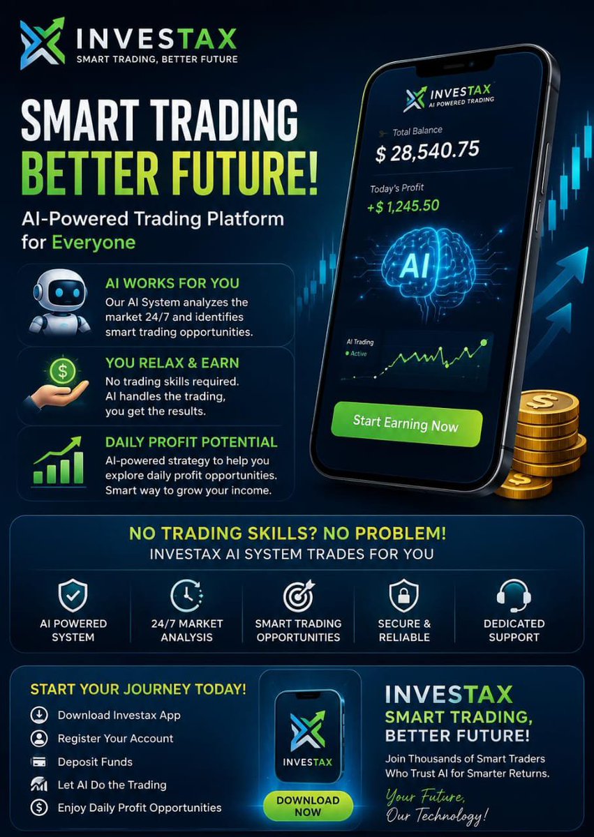 investaX_'s tweet photo. @3163tt Trading ka experience nahi? No problem! 💡
🤖 Investax AI-powered platform market opportunities analyze karne mein help karta hai.

📲 Register • 💳 Deposit • 📈 Explore earning opportunities

📱 WhatsApp: https://t.co/MtL6bWHnIm

✨ Start Smart. Trade Smart. Grow Smart. 🚀 https://t.co/5veXQGESZh