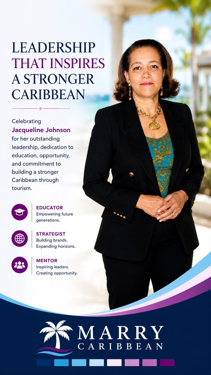 MarryCaribbean's tweet photo. 🌴 Celebrating Jacqueline Johnson and her lasting impact on Caribbean tourism through leadership, education, mentorship, &amp; opportunity.

🌺 Decades of experience. A passion for the Caribbean. A legacy that continues to inspire.

#MarryCaribbean #CaribbeanTourism #CaribbeanTravel https://t.co/vuJwwZj64Z