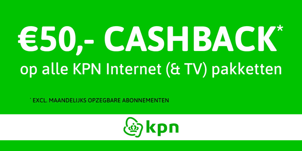 ProviderCheckNL's tweet photo. KPN cashback actie, €50 extra voordeel 💸

Stap nu via ProviderCheck over naar KPN 💚internet (&amp; tv) en krijg:

✅ €50 cashback!
 ✅ Tot 12 maanden korting
 
Meer info vind je hier 👉 https://t.co/7cdRJL4wdg

#KPN #cashback #internet #overstappen #ProviderCheck https://t.co/YXmpUI2cxw