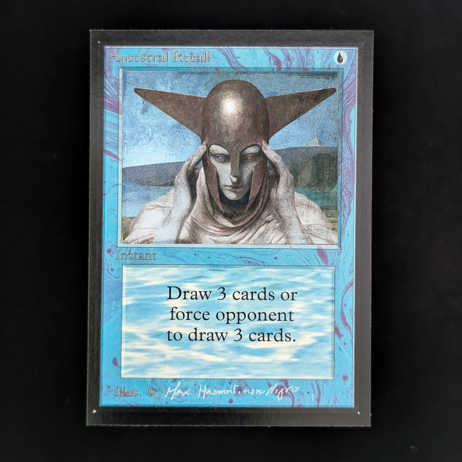 Haematinon's tweet photo. A fellow patreon supporter commissioned me with my take of the classic Ancestral Recall, originally illustrated by the excellent Mark Poole. https://t.co/SoPwKOkg6O