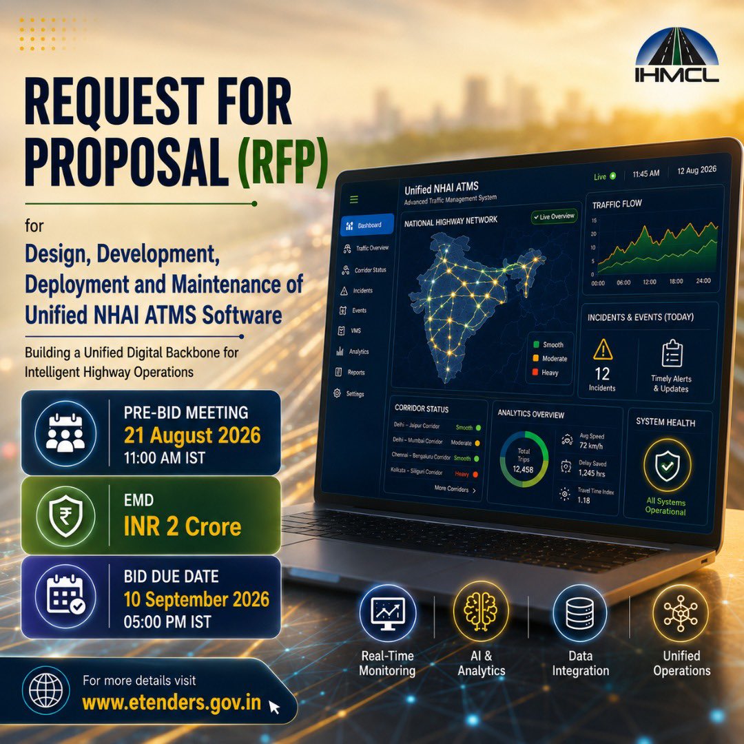 fastagofficial's tweet photo. RFP for design, development and maintenance of unified NHAI ATMS Software. View full details at https://t.co/uVeY2SHYrz https://t.co/V6VWIfvcyP