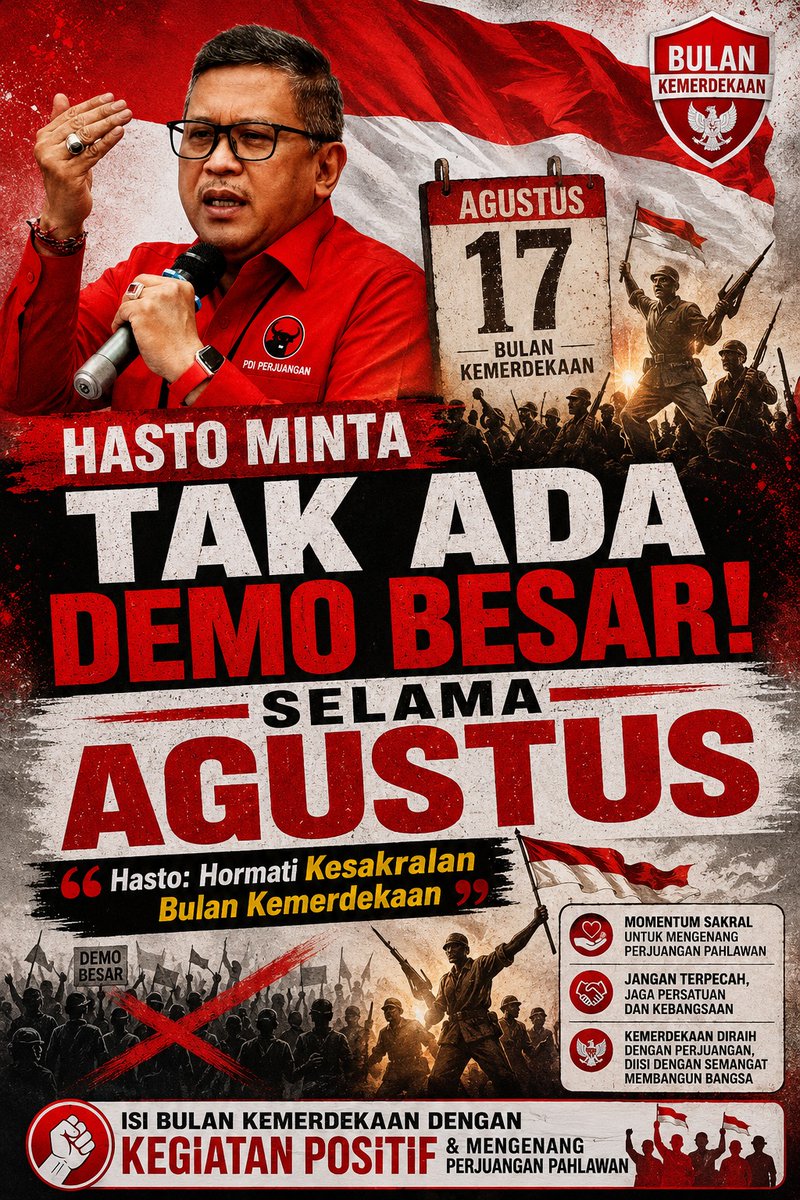 RayyanrRamadan's tweet photo. Jangan rusak bulan kemerdekaan Indonesia dengan demo dan anarkis

⁠#KesakralanAgustus
#AgustusSimbolPerjuanganPahlawan
#JanganRusakBulanSakral https://t.co/5pfbs1iRzU