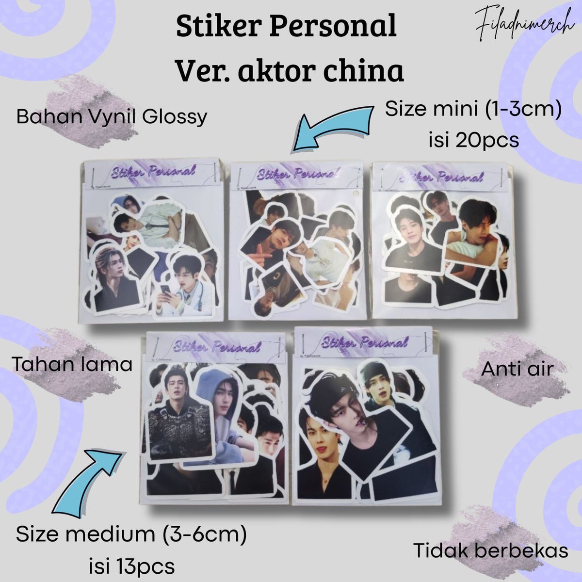 SandiKerja's tweet photo. .⋆Sriker Aktor China⋆.

🏷️Rp7.000 
- Size mini isi 20
- Size medium isi 13
- bisa di co di Tiktok
https://t.co/ANMctBoecj
- silakan DM saya untuk pesanan bnyak by wa♡
- bisa costum (PO)

#wts
#stiker #aktorchina https://t.co/xmytMpvhx8
