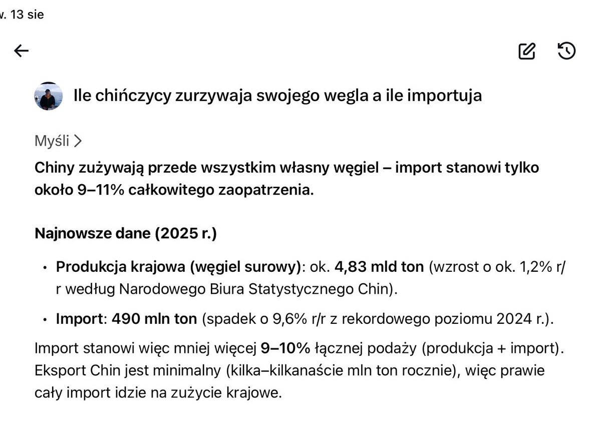vitgro1's tweet photo. @notthat_chemist @LukaszSzczery @BogRymanowski Ma Pan racje Chiny sa bardzo uzaleznine od importu wegla… https://t.co/wkim0piju0