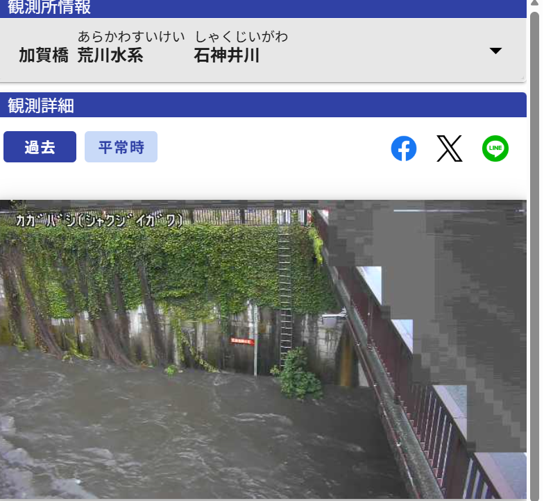 matsushima_mt's tweet photo. 東京都板橋区の石神井川の加賀橋付近の河川水位は8月13日15時50分前後に河川水位はレベル3に上昇し居ました。
この情報は「電波式水位計」から提供されています。
https://t.co/iFnHwgSwm7 https://t.co/fglaO3btgE