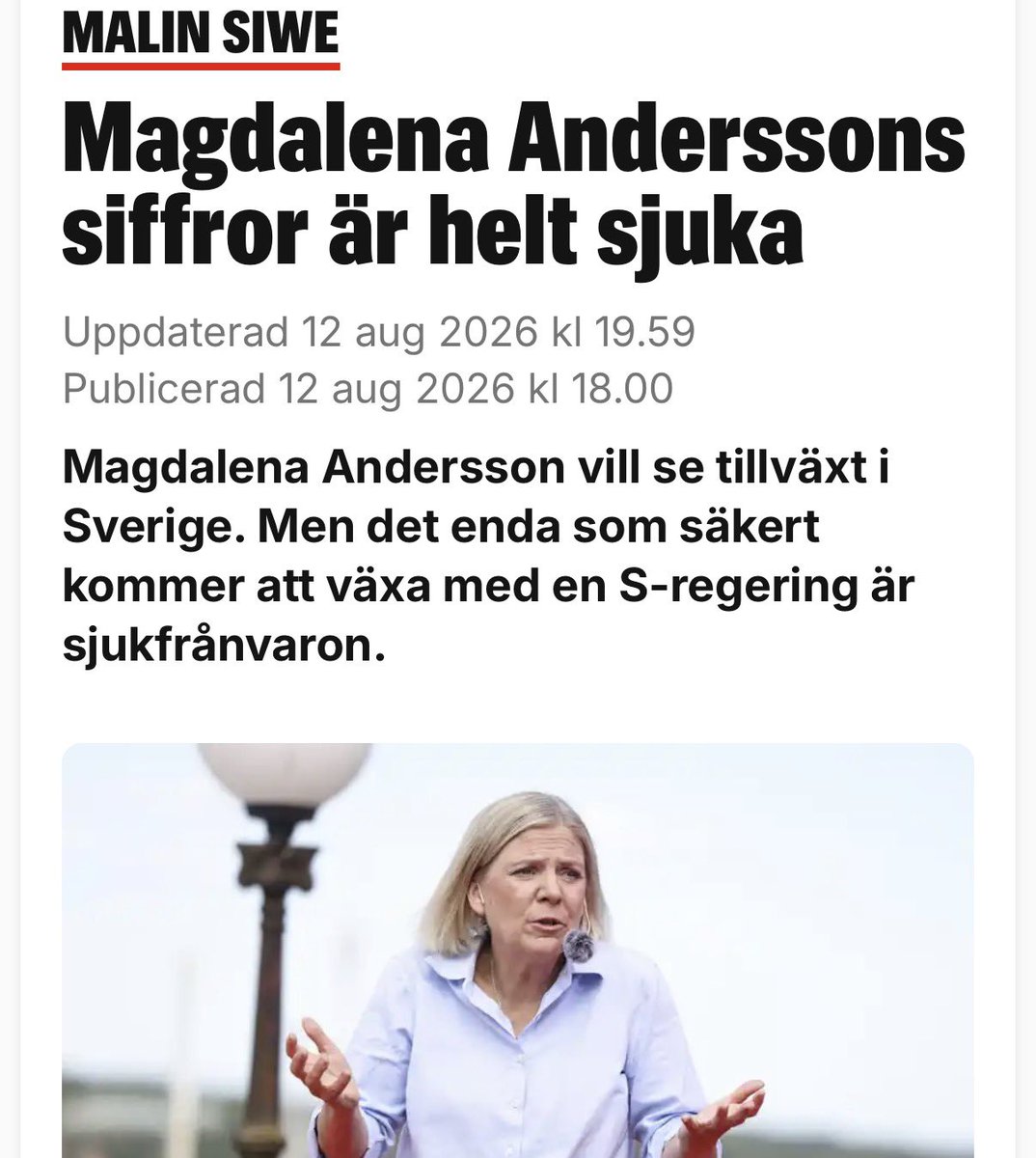 RichardHerrey's tweet photo. Det var minst sagt både pinsamt och provocerande att lyssna på Magdalena Anderssons siffertrixande i P1.
Två saker framgår tydligt.
1. Hon är inte ärlig.
2. Detta är inte bra för svenska företag och svensk tillväxt. 
https://t.co/kmCvsSTdoF https://t.co/gY7CwD4tUH