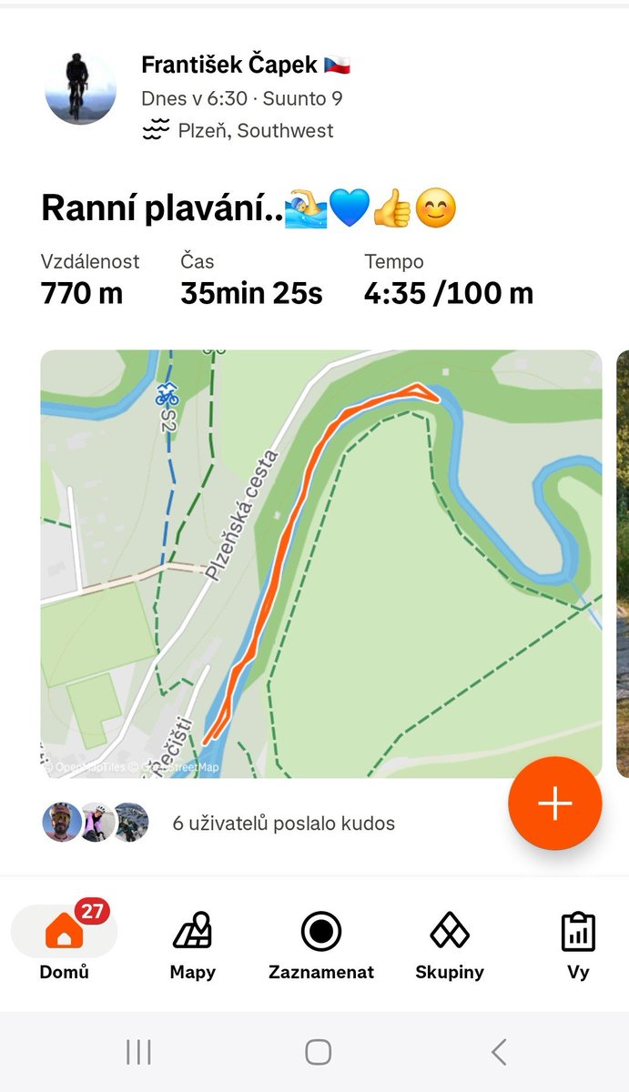 seniortour2000's tweet photo. Ranní swimrun po indiánsku..ve vodě do zákruty, tam stín a už trochu ziminka 😂 #PlovarnaHradiste #Uhlava #Plzen #greentorpedo #swimsolo #regeswim #swimrun #GallowayMethod #FanoushiToDas 🏃♂️🏊♂️🚶♂️💙💚👍😊 https://t.co/Vpi9WjrVi4